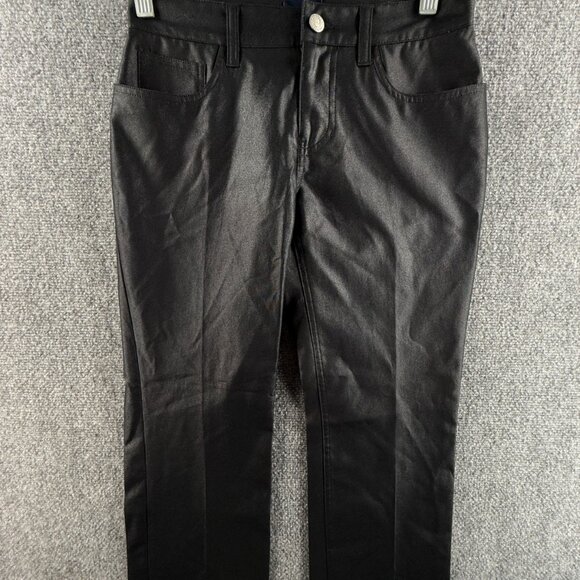 Tommy Jeans Black Size 1 Small Shiny Pants Pockets Club Leather-look ACTL 26X25 - Picture 1 of 16